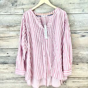 Jane and Delancey Pink and White Striped Blouse